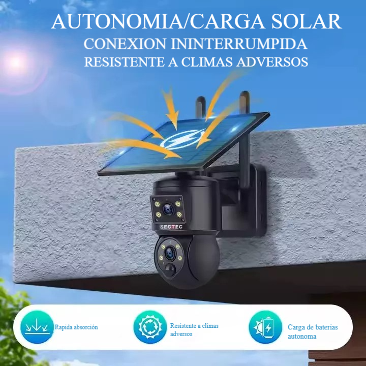 OFERTA!! Cámara de Seguridad Solar Red 4G, PTZ, Sectec, 6MP, Doble Cámara - Imagen 3
