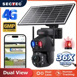 OFERTA!!! GRAN ALCANCE, Cámara Solar Red 4G, Metálica, PTZ, Sectec, 6MP, Doble Cámara, Alarma