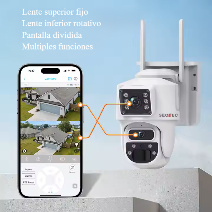 Cámara de Seguridad Solar Red 4G, PTZ, Sectec, 6MP, Doble Cámara, NEGRO - Imagen 2