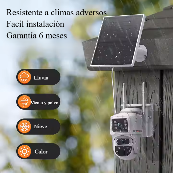 Cámara de Seguridad Solar Red 4G, PTZ, Sectec, 6MP, Doble Cámara, NEGRO - Imagen 3